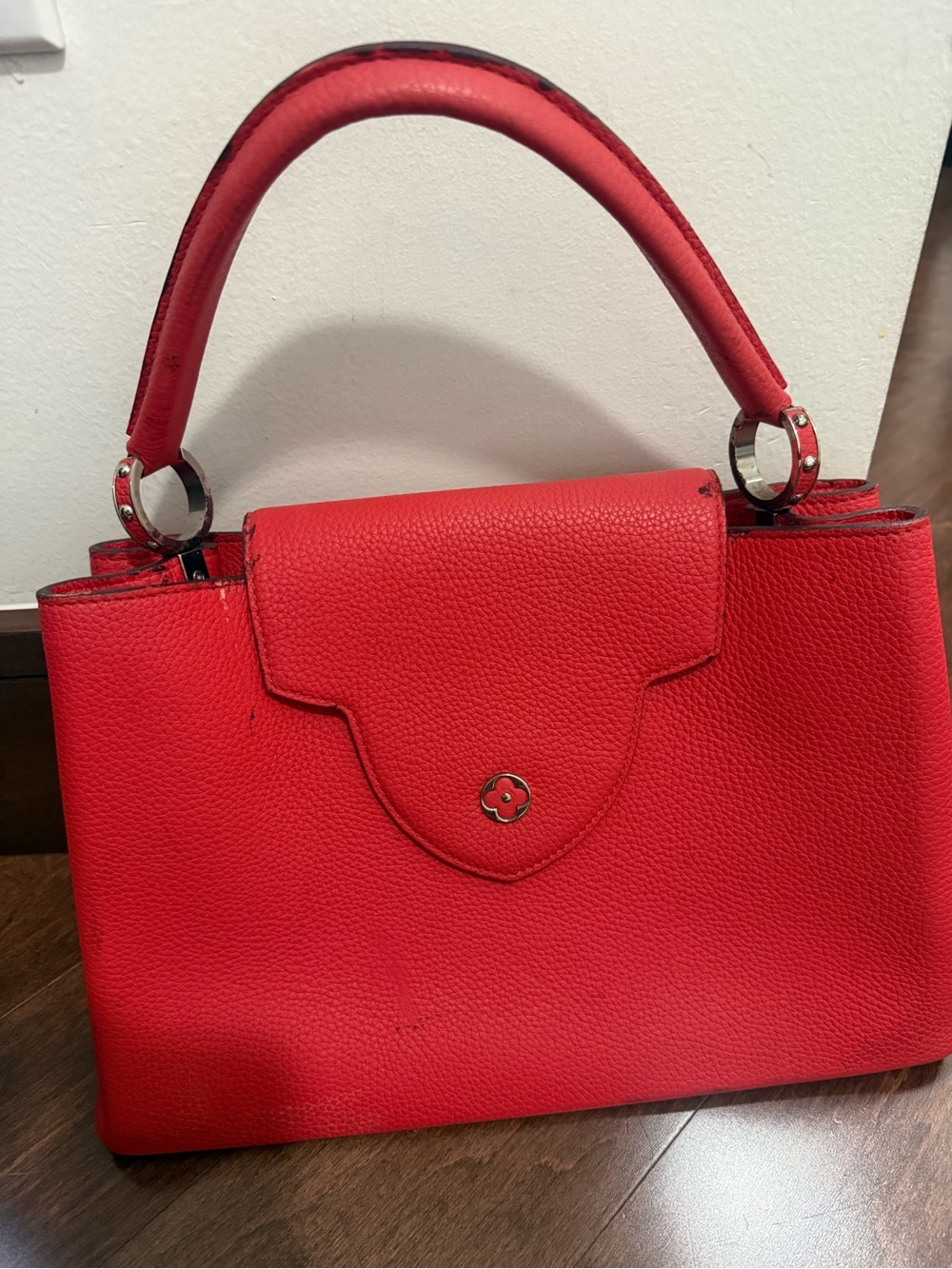 Louis Vuitton Red Pebbled Top-Handle Crossbody Bag